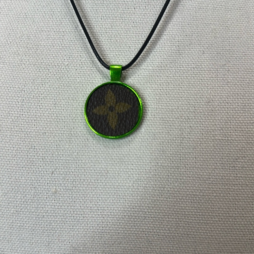 Necklace with upcycled Louis Vuitton monogram charm